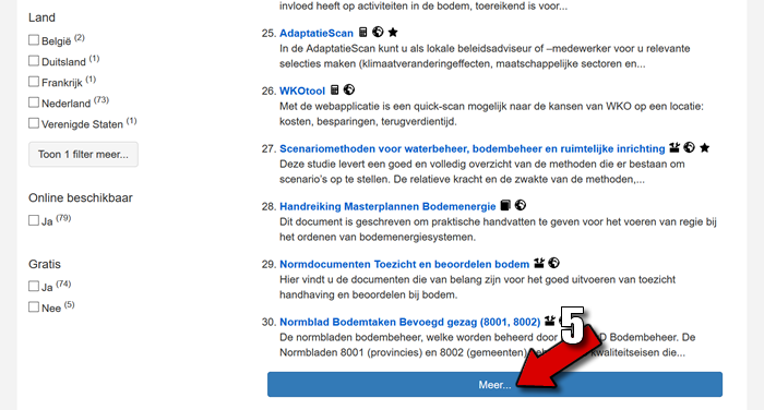 Schermafdruk: meer resultaten laden