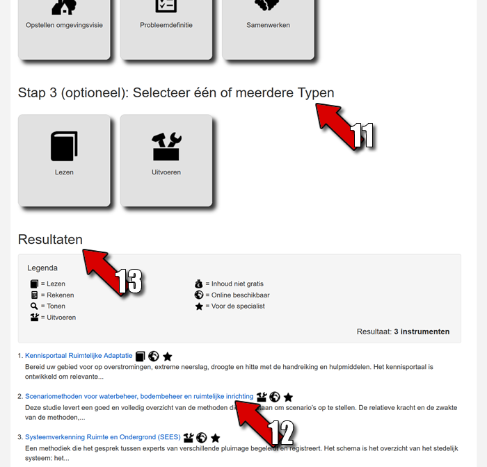 Schermafdruk: routeplanner - type